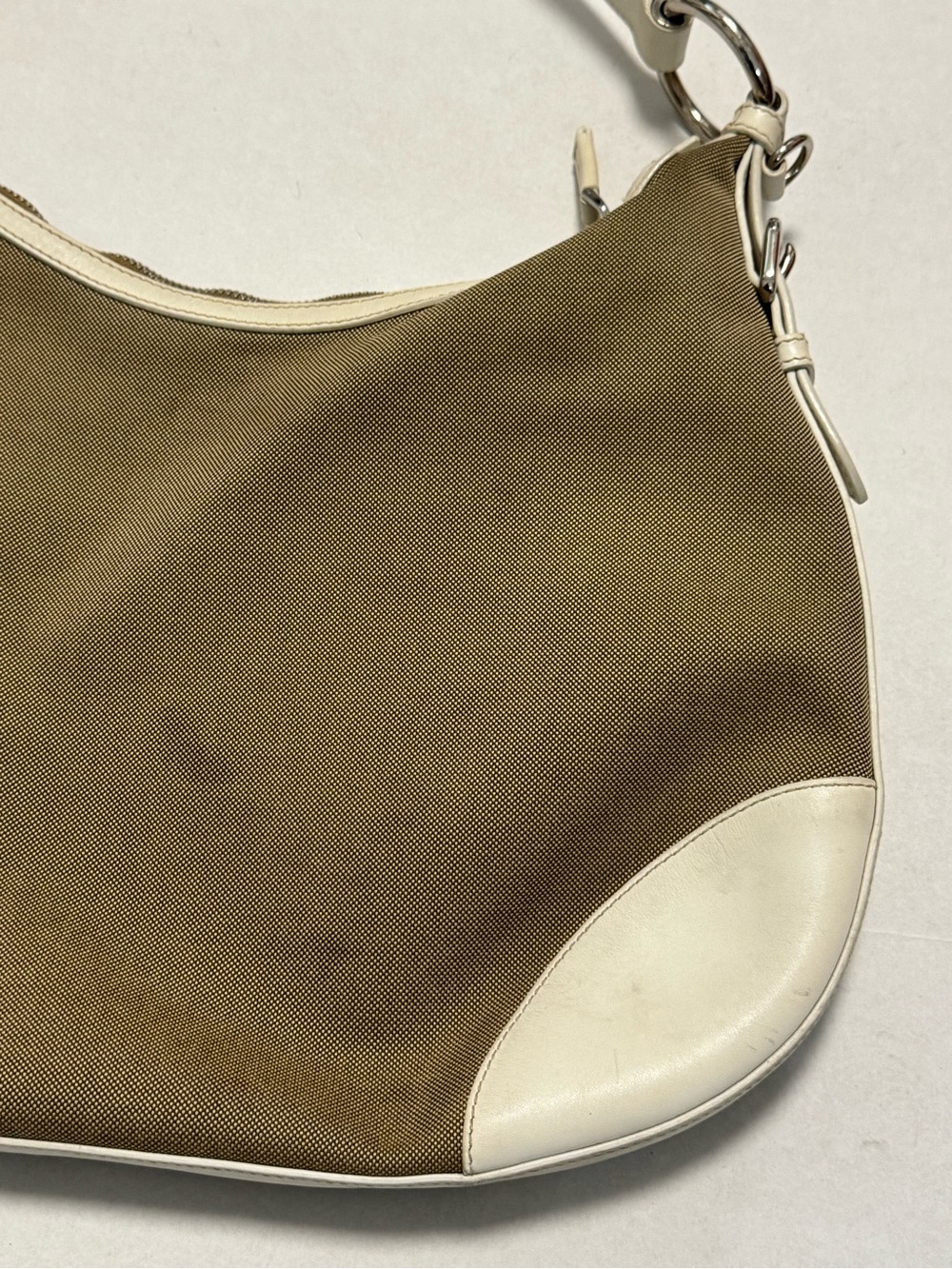 Prada Milano Canvas Shoulder Bag with White Leather Trim - Picture 5 of 14